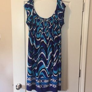 Ikat Style Capped Sleeve Summer Dress